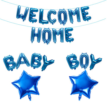 Jumdaqq Welcome Home Baby Boy Letter Balloon Banner With Star Foil Balloons For Newborn Baby Boy Baby Shower Welcome Home Family