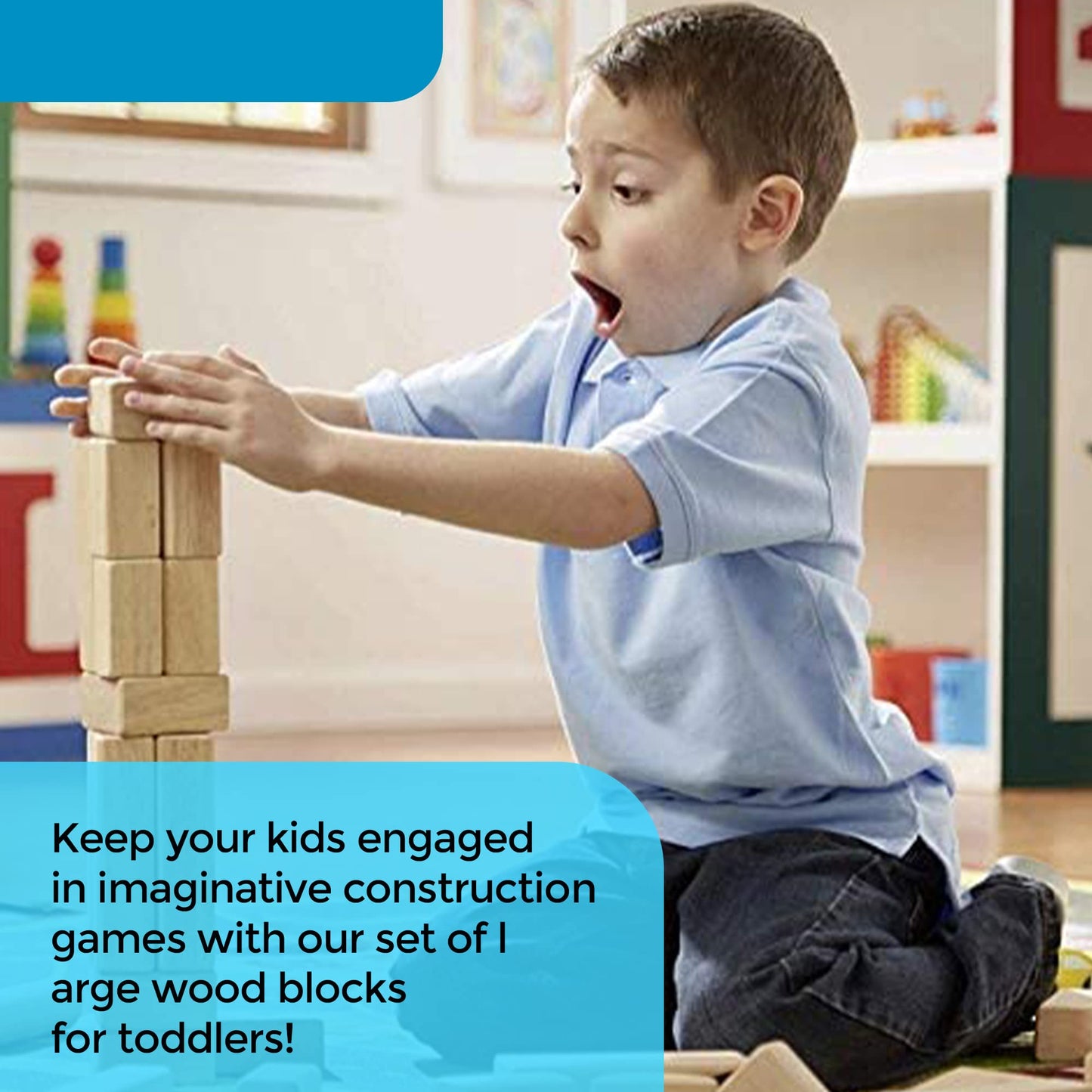 Standard Unit Building Blocks For Toddlers With Storage Tray (64 Pcs) Sanded Wood Blocks For Children, Original Steam, And Stem