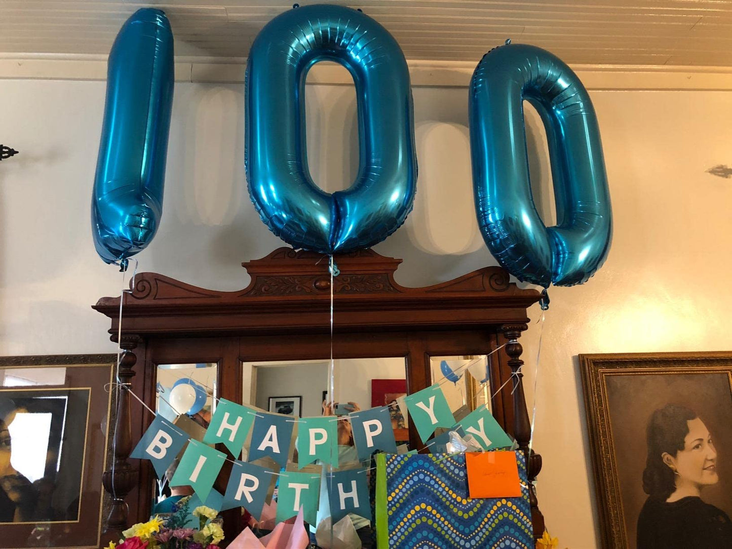 Paticool 40 Inch Blue Number Balloon 1, Large Number Foil Balloons Mylar For Girl Boy Birthday Party Celebration Decorations Sup
