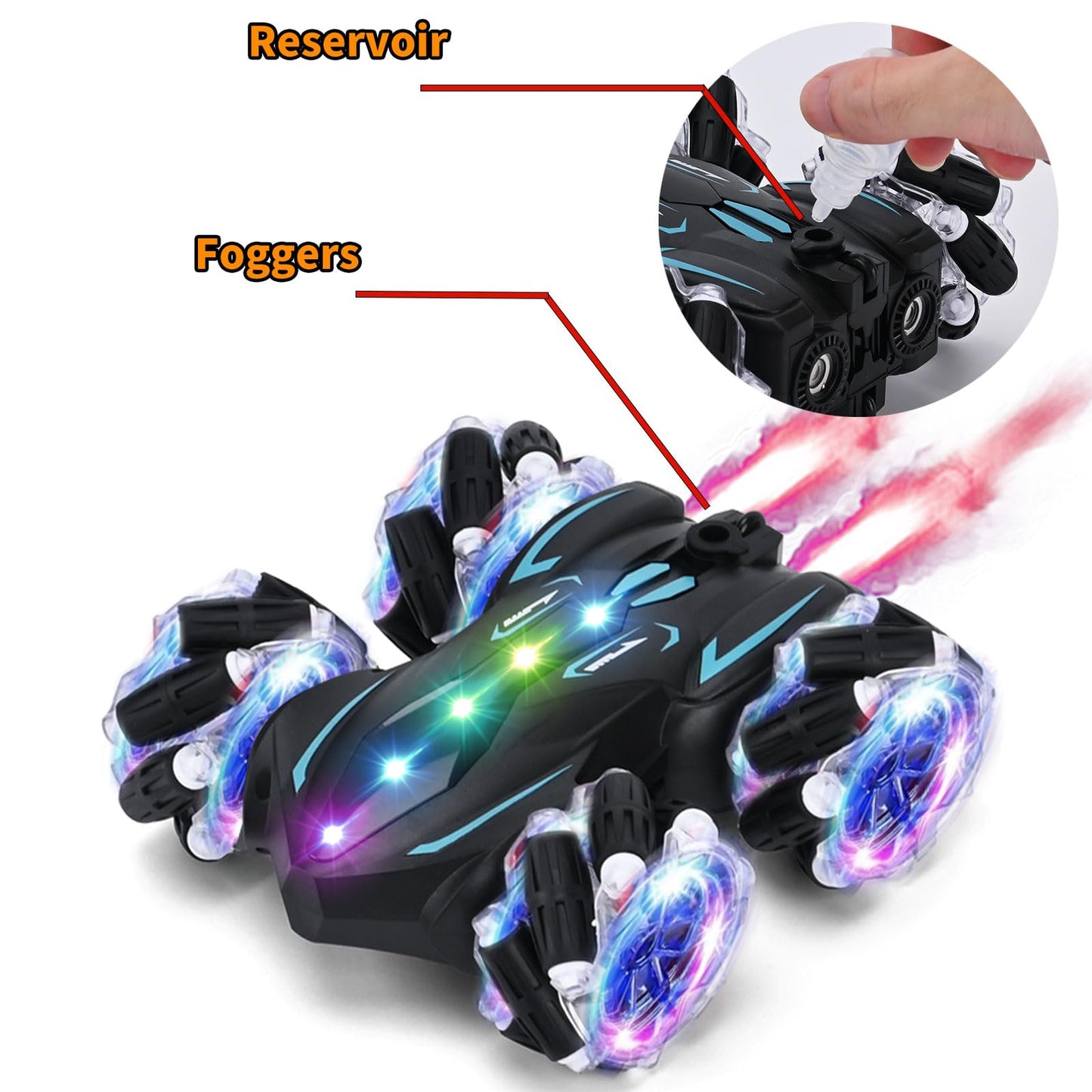 SYOZAC Upgraged Gesture Sensing RC Stunt Car with Lights & Music, Hand Gesture Remote Control Car Toy with 360 Spins Gesture RC