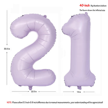 40 In Matte Purple Number Balloons Helium Foil Mylar Balloon Birthday Party Banquet Decoration Digital 21