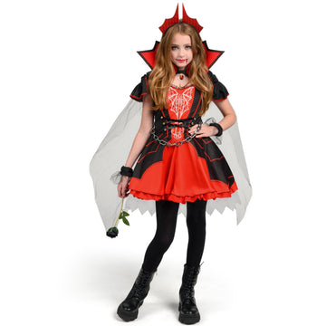 Spooktacular Creations Halloween Girls Vampire Costume, Red Dark Vampire Dress For Girls Halloween Dress Up, Role-Playing And Co
