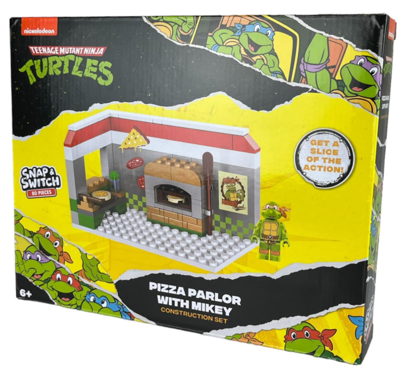 Snap & Switch Teenage Mutant Ninja Turtles Pizza Parlor with Mikey Playset - Buildable Toy Set for Creative Play and Fun - Ages: