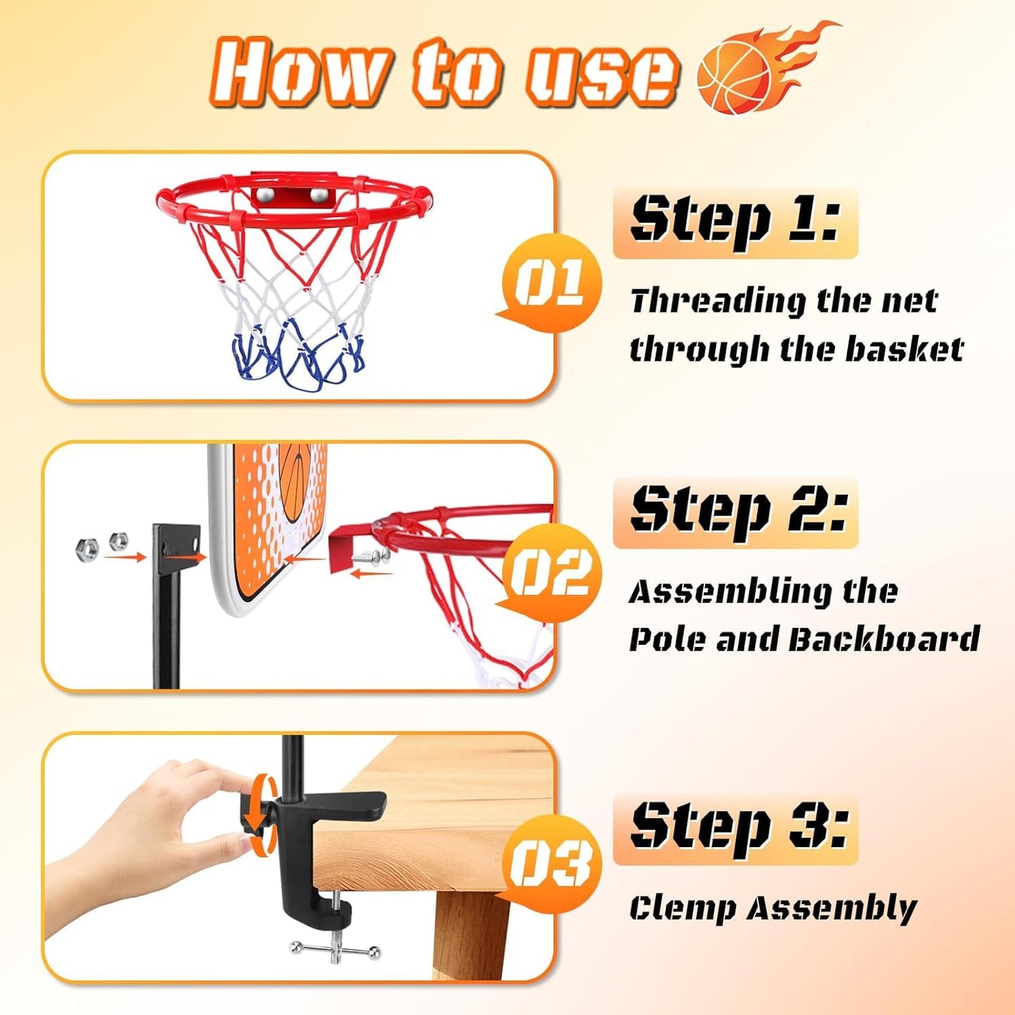 NZQXJXZ Indoor Basketball Hoop Tabletop Basketball Hoop Indoor with Clips Mini Desktop Basketball.Hoop Set with Two Balls Mini Hoops for Desk Table Bedroom Basketball Toys for Kids and mature-themed