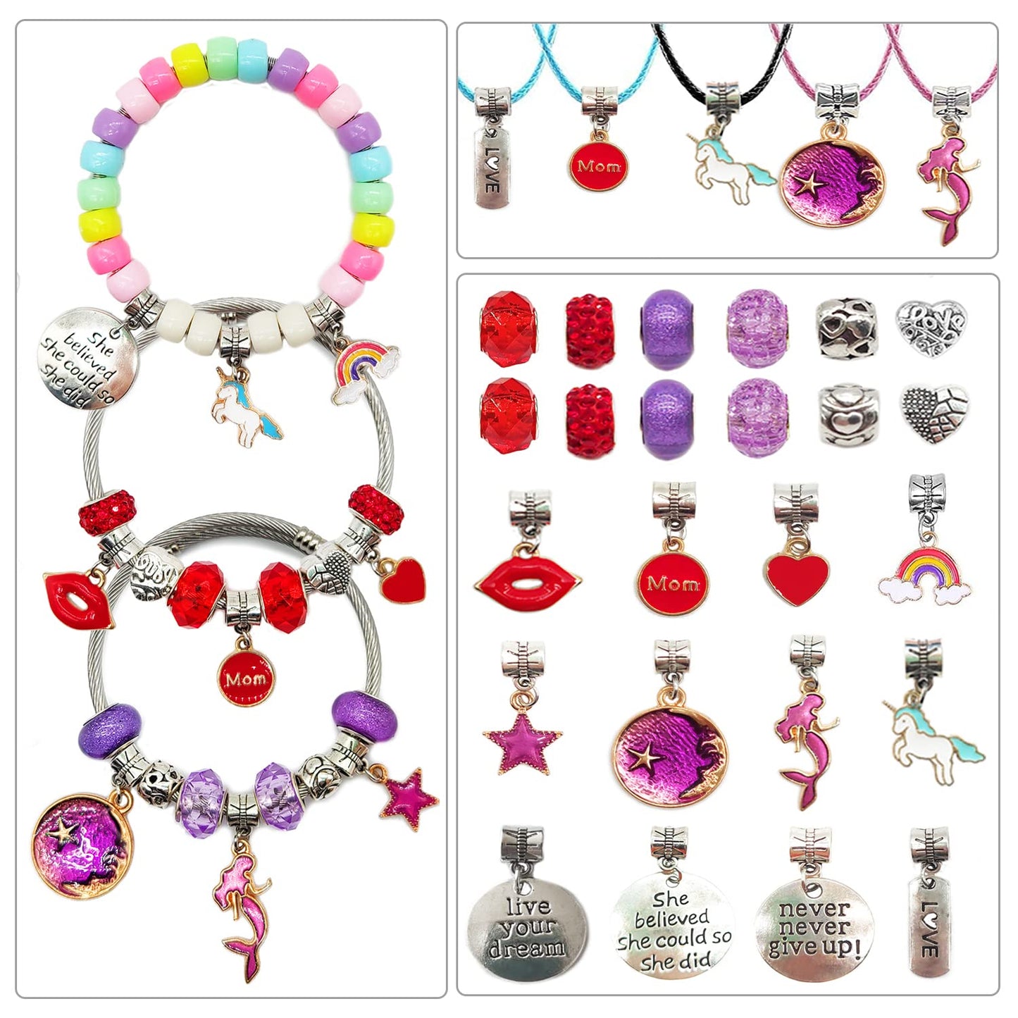 Leitait Assorted Beads Bracelet Making Kit, 3000Pcs Flat Clay Beads Jewelry Making Kits, Christmas Birthday Gifts Toys For Girls
