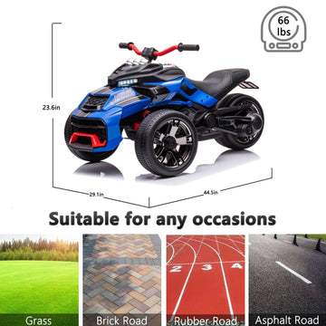 Postack 24V Kids 3 Wheeler Atv Kids Electric Ride On Motorcycle, Battery Powered Kids Electric Vehicle With Bluetooth, Music, Bl