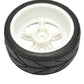 Apex RC Products 1/10 On-Road 12mm White 5 Spoke Wheels V Tread Rubber Tires (Set of 4) #5015