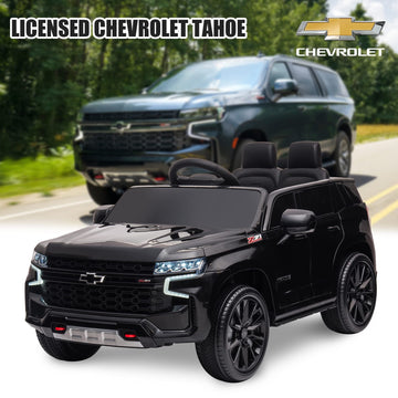 Enyopro Ride On Car For Kids, Licensed Chevrolet Tahoe Suv 12V7Ah Battery Powered Ride On Toy Car, Kids Boys Girls Electric Car With Remote Control, Led Lights, Bluetooth Music, Horn, 3 Speeds (Black)