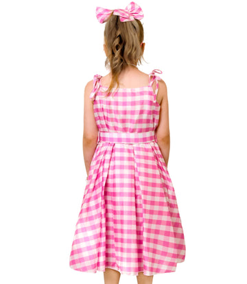 Golray 7Pcs Girls Plaid Costume Dress Sweet Slip Dress With Accessories Movie Outfit Birthday Halloween Costume Girl Dress Up Cl