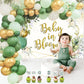 Sage Green Baby Shower Decorations For Boy Girl Sage Green Balloon Garland Kit,Baby In Bloom Backdrop Banner,Eucalyptus Cake Toppers,Greenery Olive Boho Rustic Gender Reveal Neutral Welcome Baby Party