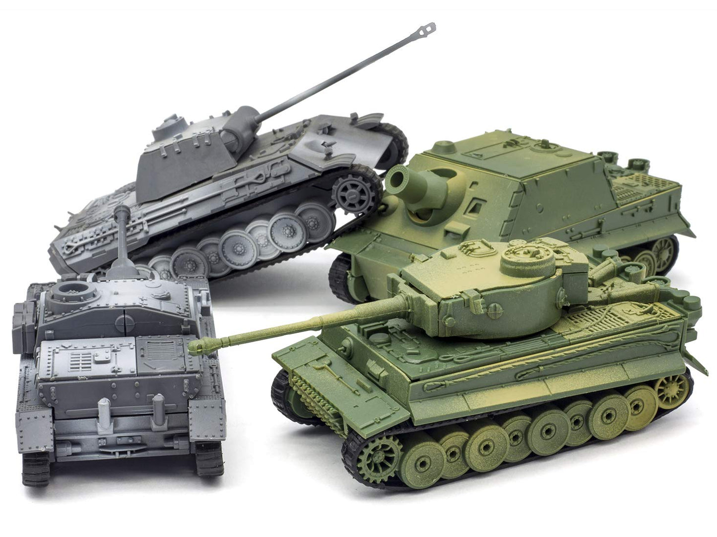 Kvvdi 4 Sets Upgrade 3D Puzzles Plastic Model Toy Tank Kit for mature-themeds  Military Tiger Tank Model  enhanced Scale Model Tanks Kits Collection