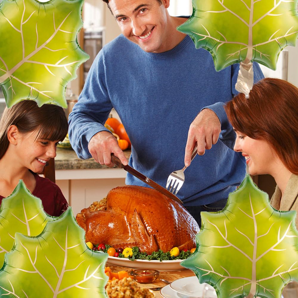 Hadckja Green Maple Leaves Balloon Thanksgiving Balloons Maple Leaves Balloons Fall Harvest Thanksgiving-Themed Party Birthday P