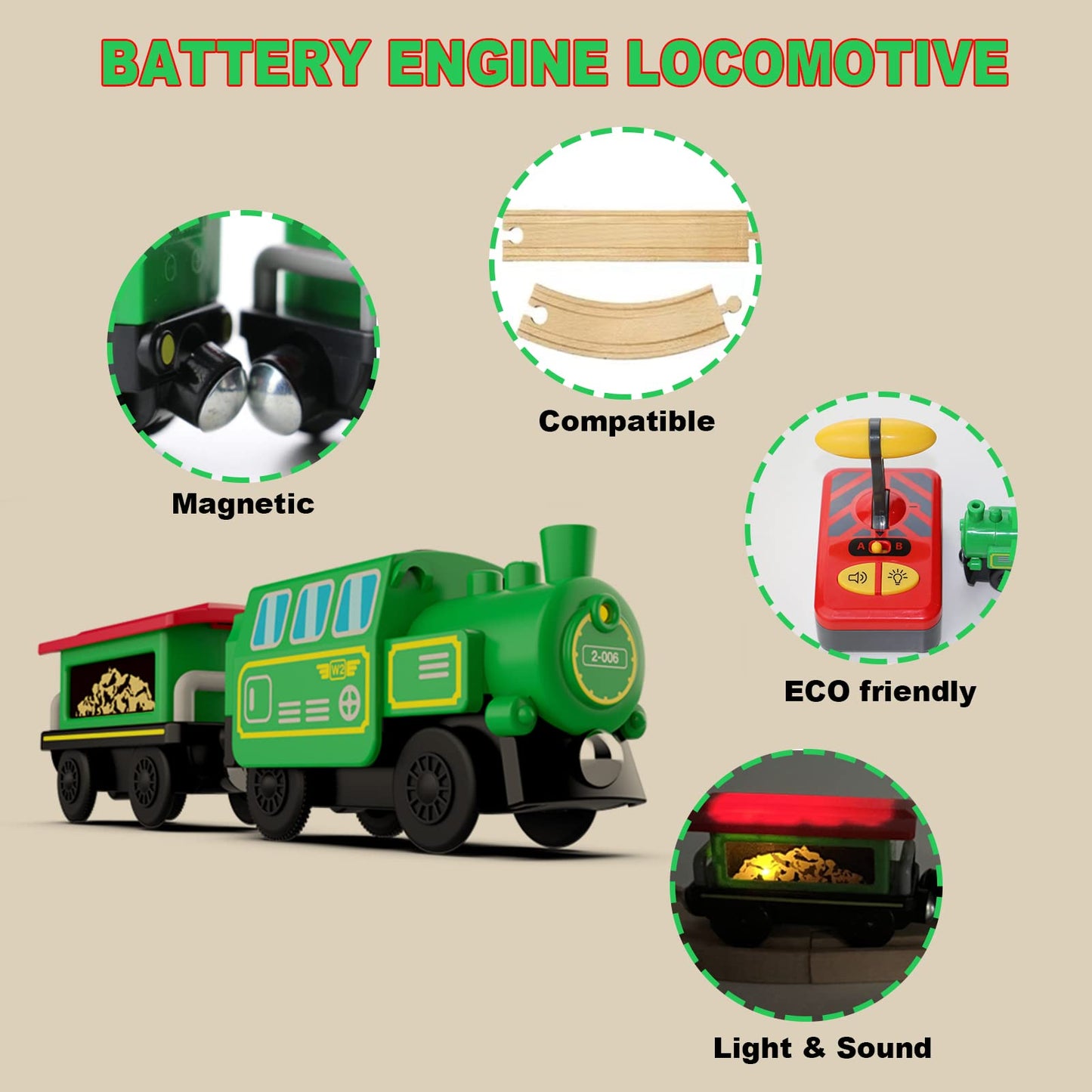 Battery Operated Locomotive Train Set For Wooden Train Tracks,Powerful Engine Train Vehicles Train Electric Remote Control Cars