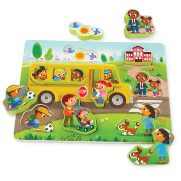 B. Toys- Peek & Explore - School Buschunky Puzzle – Puzzle For Toddlers, Kids – School Bus Puzzle – School, Bus, Students – 2 Years +