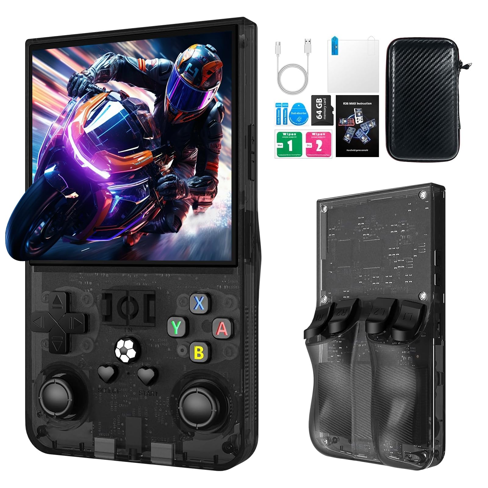 R36MAX Retro Handheld Game Console, 4.0 Inch IPS HD Screen Retro Gaming ...