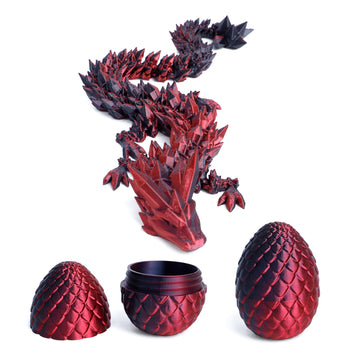 Flavery 3D Printed Dragon Egg with Flexible Crystal Dragon Inside, Colorful Fidget Toy, Birthday Gift, Desk Pet Figure - 12    D