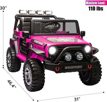 Homfamilia 2-Seat Kids Ride On Truck Car, 12V Battery Powered Electric Vehicle With Remote, Electric Car For Kids/Toddlers W/Spr