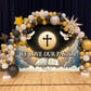 We Love Our Pastor Backdrop 7x5FT Pastor Appreciation Banner Background for Church Cross Christian Thanksgiving Party Decoration