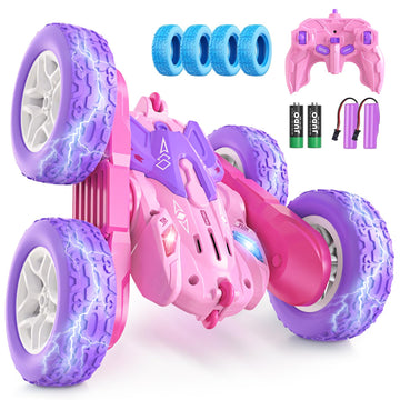 Jimdella Remote Control Car,360 Flips Rotating Stunt RC Cars,Double Sided RC Car with LED Lights,New Upgrade 2.4Ghz All Terrain