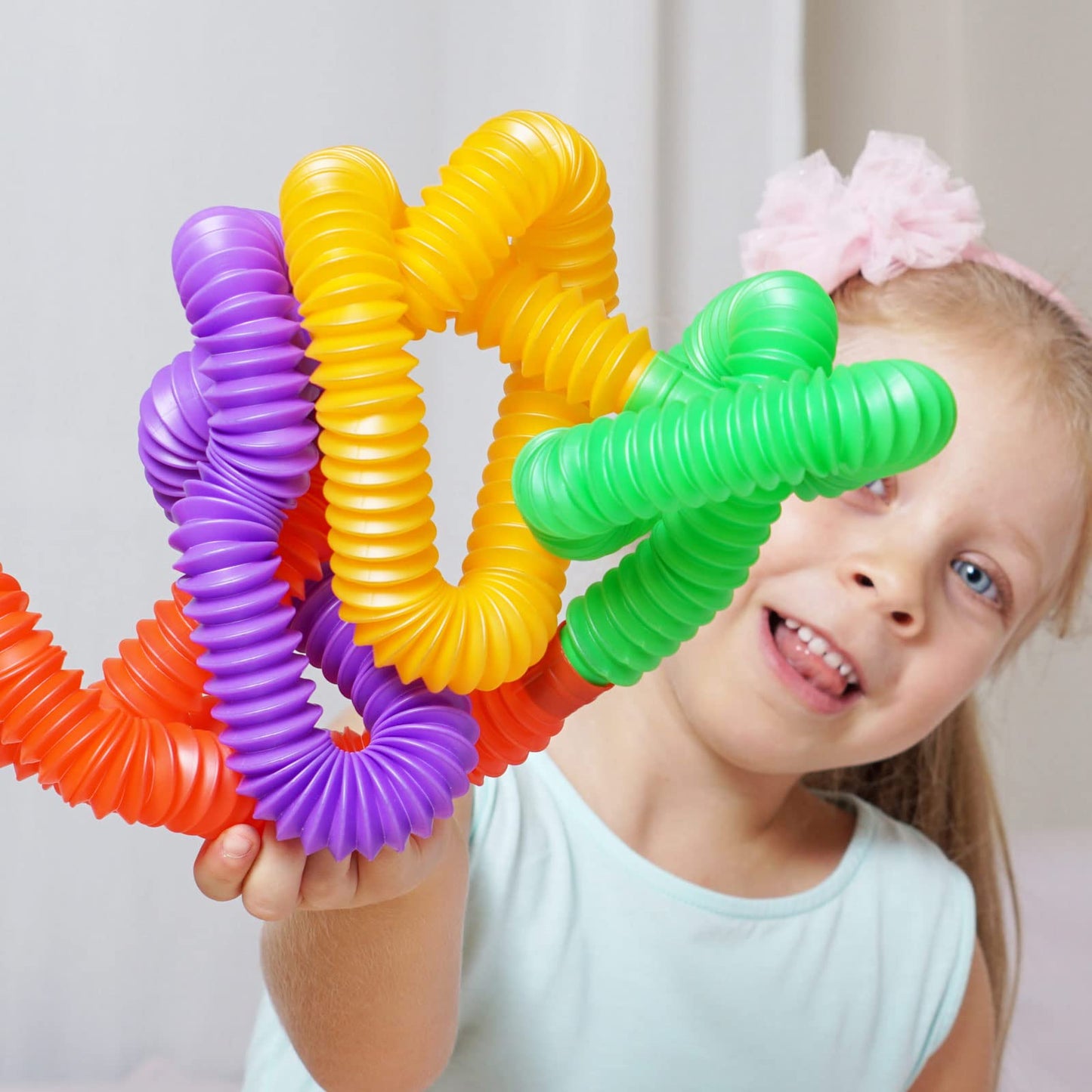 100 Pieces Tubes Sensory Toys Fidget Tube For Teens And Adults Multi-Color Mini Stretch Pull Tube Toy For Stress And Anxiety Rel