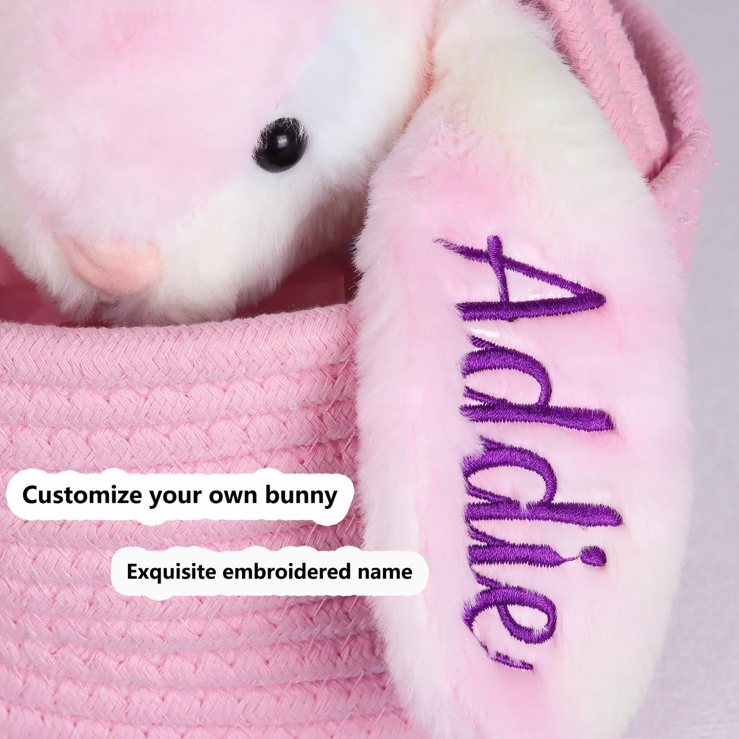 Jouluy Personalized Easter Bunny Plush Stuffed Animal Easter Basket Essentials Babys First Easter Baby Gifts Easter Basket Kids