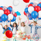 Paready Red And Blue Latex Balloons, 30 Pcs 12 Inch White And Red Blue Confetti Balloons With Ribbons For 4Th Of July Independen