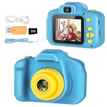 Kids Selfie Camera, Portable Digital Cameras Toys For Kids Christmas Birthday Gifts For Boys/Girls Age 3 4 5 6 7 8 9 With 32Gb S