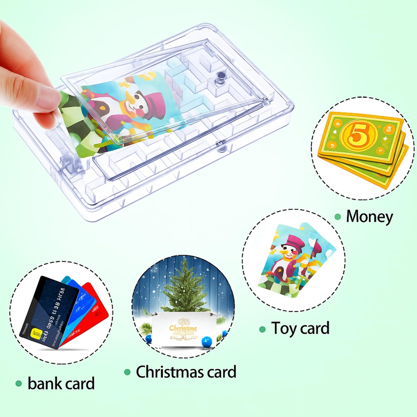 Skylety Money Puzzle Box - 5 Pcs Clear Plastic Gift Card Holder for Teens & Adults, Fun Maze Game, Model SE-Skylety-464451