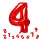 32 Inch Red Number 4 Balloons Foil Ballon Digital Birthday Party Decoration Supplies (Red Number 4 Balloon)