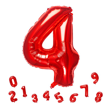 32 Inch Red Number 4 Balloons Foil Ballon Digital Birthday Party Decoration Supplies (Red Number 4 Balloon)