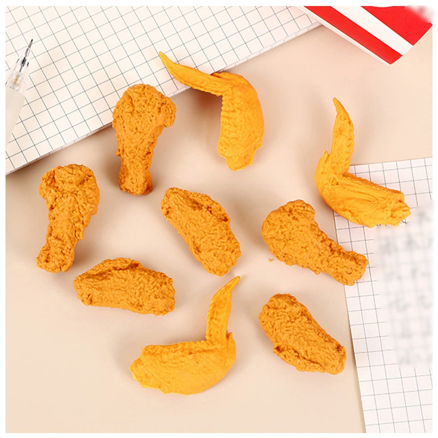 Food Erasers 27 Pack Fried Chicken Desk Pet Erasers for Kids Cute Fun Erasers for Students Bulk Boxed Pencil Erasers for School 