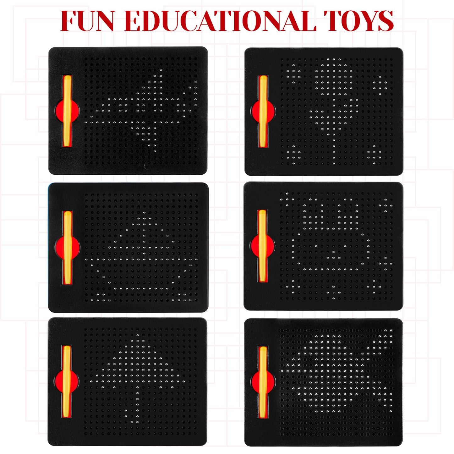 Yexiya 3 Pcs Magnetic Drawing Board for Kids, Toddler Travel Drawing Kit Magnet Sketch Thread Board with Stylus Pen and Beads To