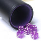 RERIVER PU Leather Dice Cup Set, Purple Velvet Interior Dice Cup Shaker Quiet with 6 Purple Translucent Dice for Liars Dice/Fark