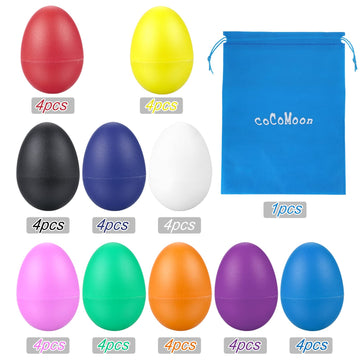 Cocomoon Egg Shakers Musical Instruments For Babies-40Pcs Musical Maracas Percussion Instrument (10 Colors) Easter Eggs With A Storage Bag For Music Parties,Toys Music Learning Diy Painting