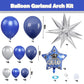 Graduation Balloon Garland Arch Kit, Navy Blue Metallic Silver Balloons With Satr Graduation Hats Foil Balloons For Graduation Baby Shower Birthday Party Decorations