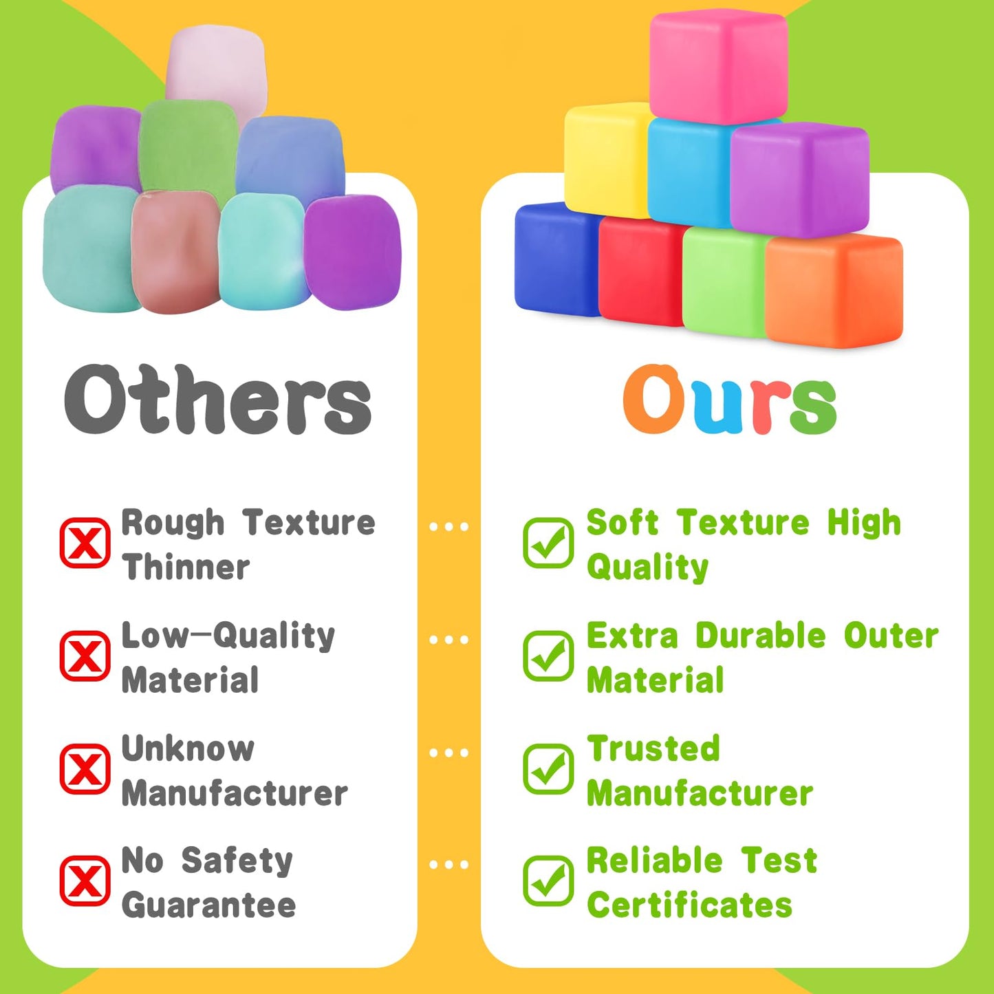 Viroucal Slow Rising Stress Cube 30 Pack - Assorted Color Fidget Stress Balls, Soft Squishy Toys for Anxiety Relief, Classroom Prize