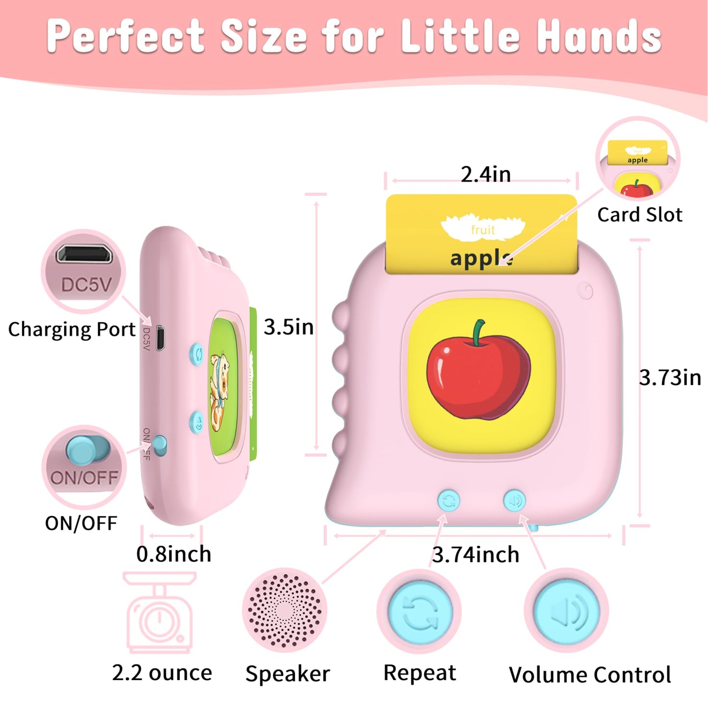 Bilingual Spanish & English Talking Flash Cards For Toddlers 1 2 3 4 5 6, Audible Toys Learning Spanish For Kids,Pocket Speech T