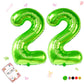 Smlpuame 40 Inch Number Balloon 0-9 Green Large Number 22 Balloons,Digital Balloons For Birthday Party Celebration Decorations S
