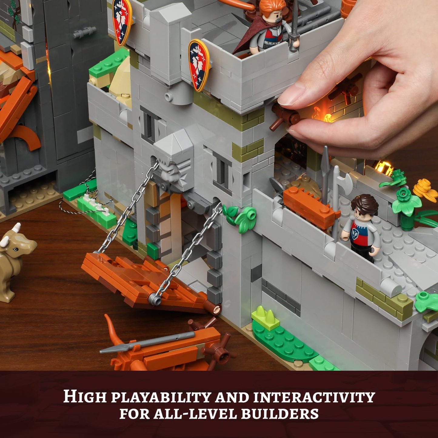 FUNWHOLE Medieval Watchtower Building Set - 1625 Pcs Plastic Castle Model F9027, 40.64cm x 25.4cm x 43.18cm, Collectible