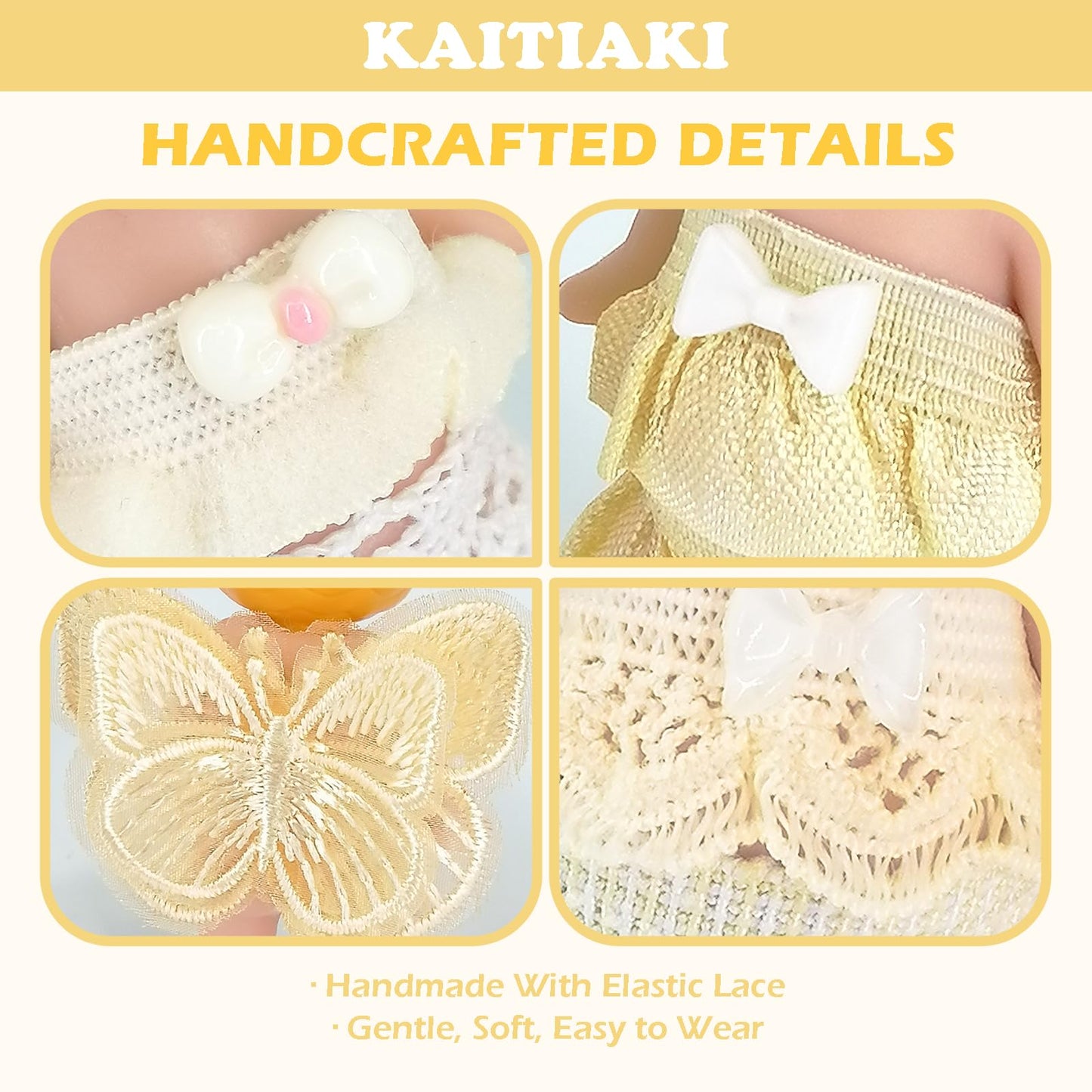 4 Sets Doll Clothes for Sonny Angel  fit for 3 Inch Collectible Dolls for mature-themed Collectors  Includes Tops and Skirts for Display and Decoration (Lemon Cream Dream)