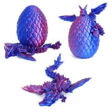 Flavery 3D Printed Flying Dragon In Egg - Easter Egg With 9'' Flexible Winged Dragon Inside, Colorful Fidget Toy, Birthday Gift,