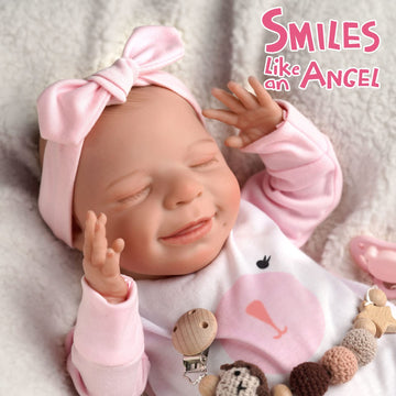 Babeside Lifelike Reborn Baby Dolls - 20-Inch Sweet Smile Real Life Realistic-Newborn Full Body Vinyl Sleeping Baby Girl With Toy Accessories Gift Set For Kids Age 3+