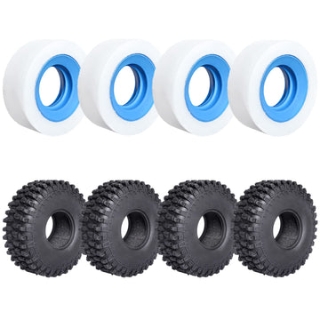 AllinRC 1.9 Crawler Tires and Dual Stage Foams Closed Cell Inner/Soft Outer Foam Inserts for RC Crawler Car Traxxas TRX4 TRX6 Ax