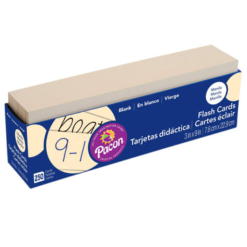 Pacon Pac74100 Blank Flash Cards, 3'' X 9'', Manila, Pack Of 250