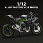 RZAPE Die Cast Motorcycle Model 1/12 Scale Motorcycle for Kawasaki Ninja H2R,Kawasaki H2R Toy Motorcycles Front Wheel Can Be Ste