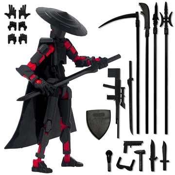 PkghoKids Already Assembled T13 Action Figure Accessories,Dummy 13 T13 Multi-Jointed Movable 3D Printed Toys (Black Red)