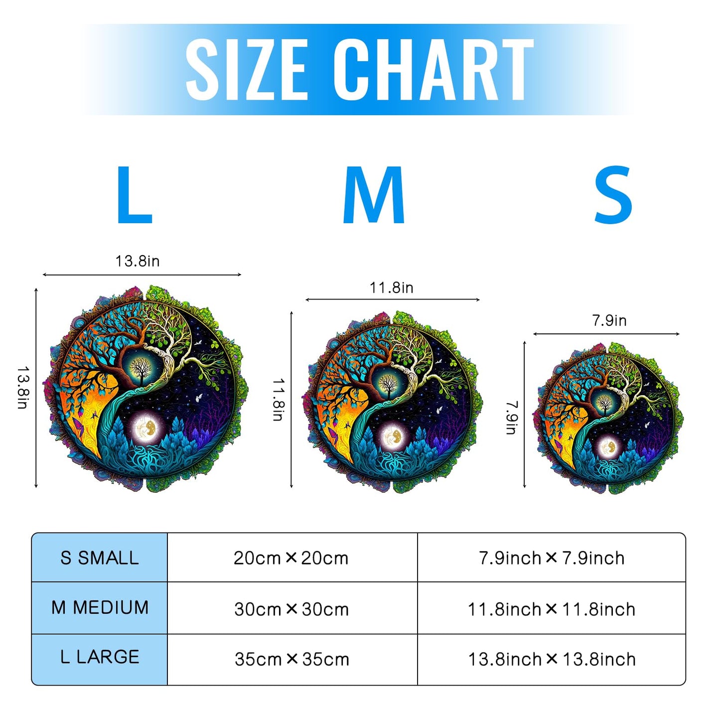 Aeekdook Wooden Puzzles for mature-themeds  Tree of Life Wooden Jigsaw Puzzles for mature-themeds  Wood Puzzles mature-themed  Unique Shape Wood Cut Puzzles  Birthday Gifts for Family Friend (L-13.3 * 13.3in-300 pcs)