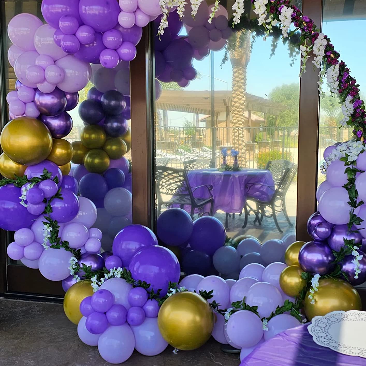 Purple And Gold Balloons, 60 Pcs Dark Purple Gold Balloons Set With Gold Confetti Metallic Gold Balloons, Globos Morados Lavende