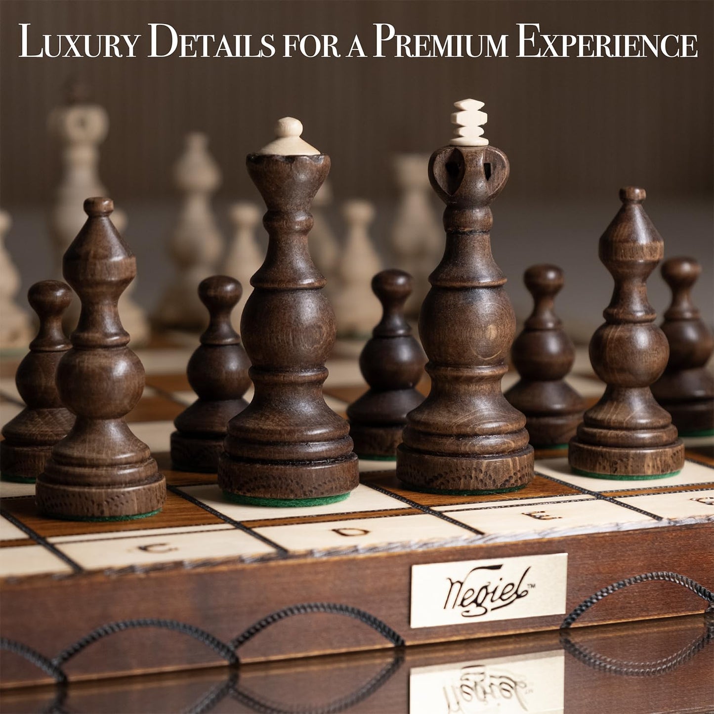 Wegiel Luxury Wooden Chess Set - 18 Inch Handcrafted Beech & Birch - Unique Folding Design, Color: Legate