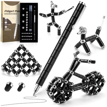 Juboury Fidget Pen, Decompression Magnetic Metal Pen, Fidget Toy Multifunctional Deformable Magnet Writing Pen Novel Toy Gift Fo